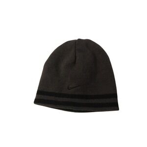 Nike Youth Beanie‎ Hat Black Two Stripe Logo Winter Knit Cap